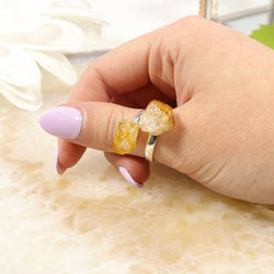 Citrine Ring (Adjustable) - Citrine Point Silver Plated