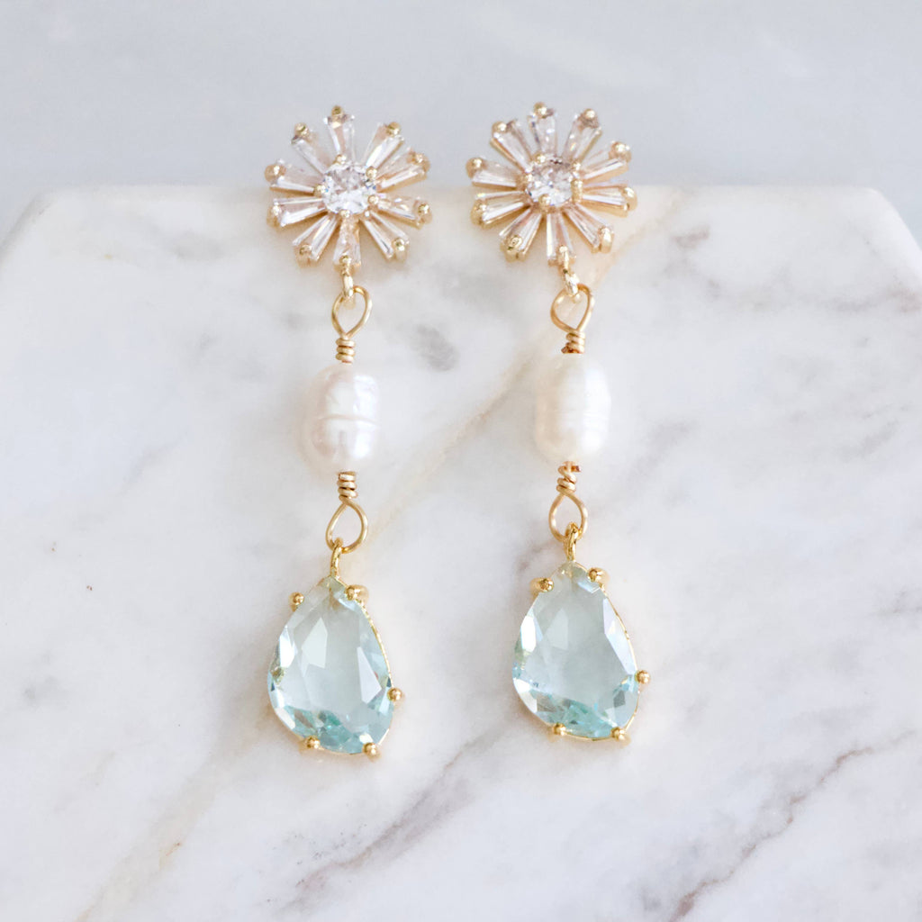 Aquamarine Pearl Earrings