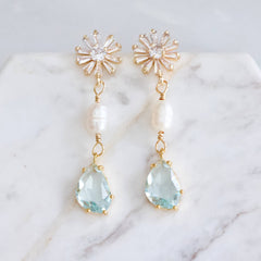 Aquamarine Pearl Earrings