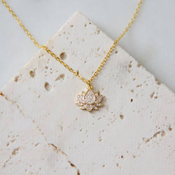 CZ Lotus Necklace: Gold