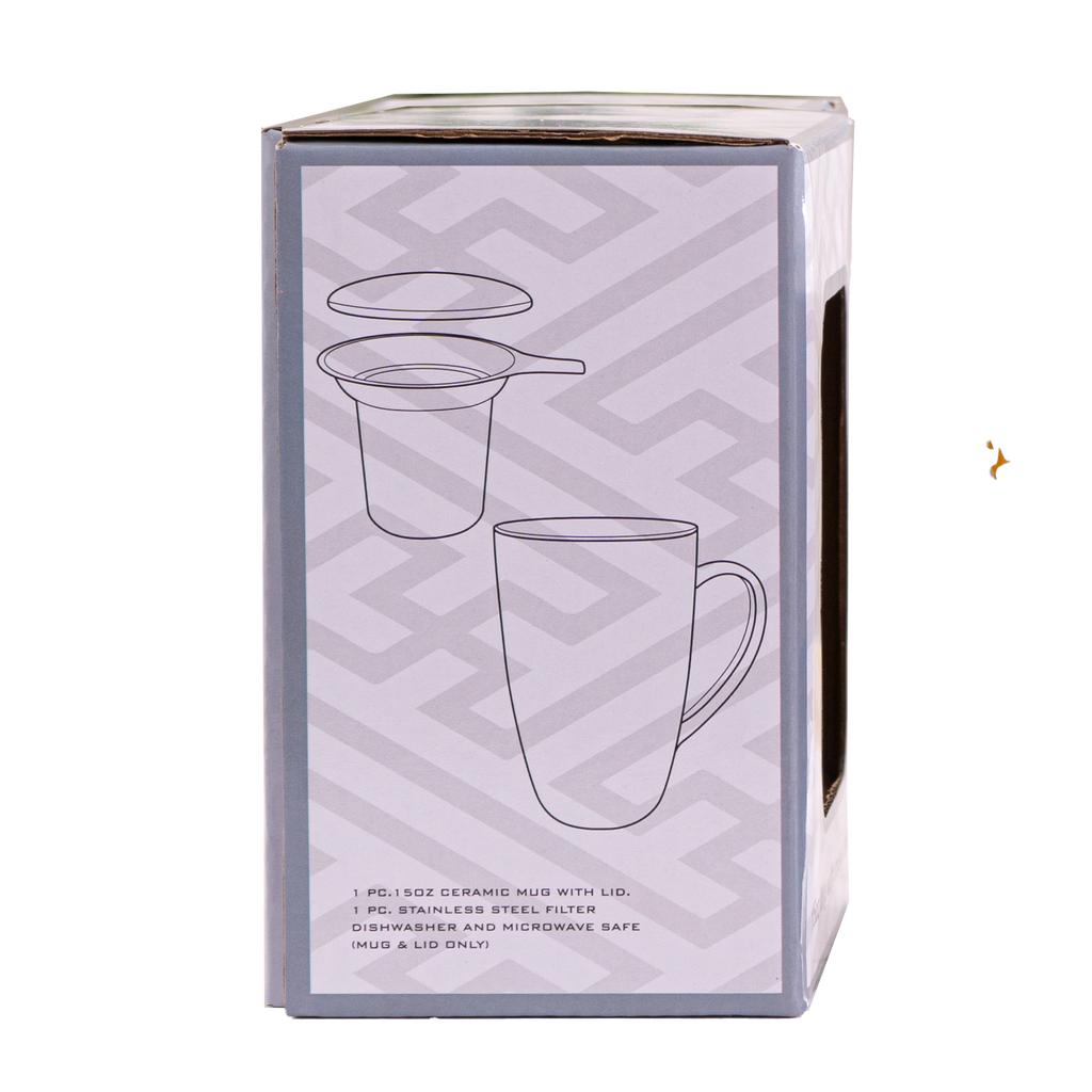 Japanese Crane Design 15oz Tea Mugs with Lid and Infuser