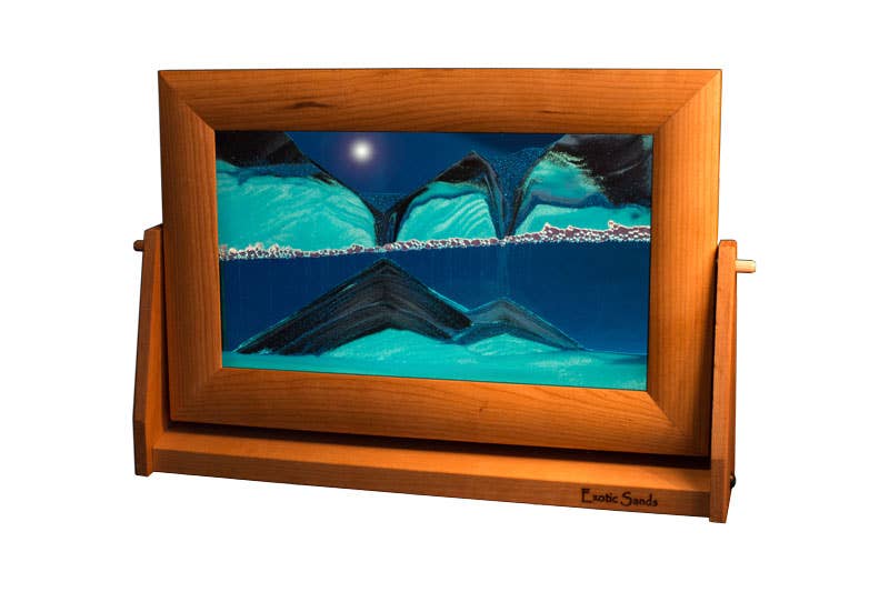 Cherry Wood (Traditional) Moving Sand Art Pictures: Ocean Blue / Small
