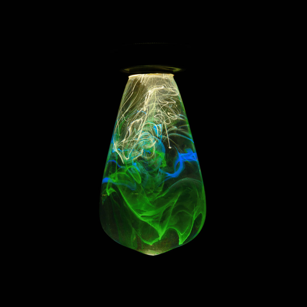 Handmade Resin Spring LED Light Bulb: Square Wooden Base Only
