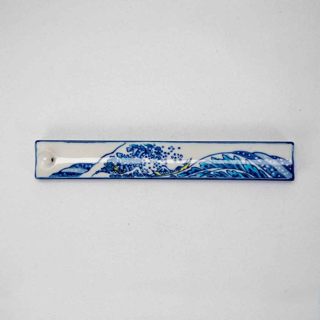 Handpainted Ceramic Incense Holder 9 inch L Great Wave (1/72)