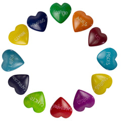 Display Set of Zodiac Soapstone Hearts, 12 Zodiacs plus Display Bowl