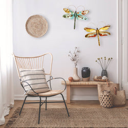 Dragonfly Wall Decor Blue And Pearl, w/ Capiz, Outdoor Safe