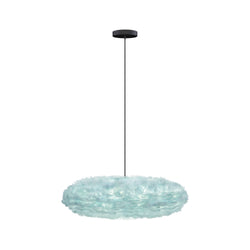Eos Esther Large Hardwired Pendant in Light Blue, Black canopy/cord