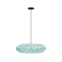 Eos Esther Medium Hardwired Pendant in Light Blue, Black canopy/cord