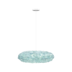 Eos Esther Large Hardwired Pendant in Light Blue, White canopy/cord
