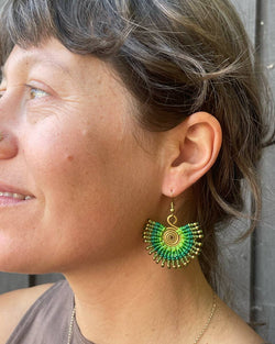 Macrame Sunbeam Earrings: Orange