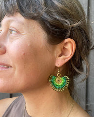 Macrame Sunbeam Earrings: Green