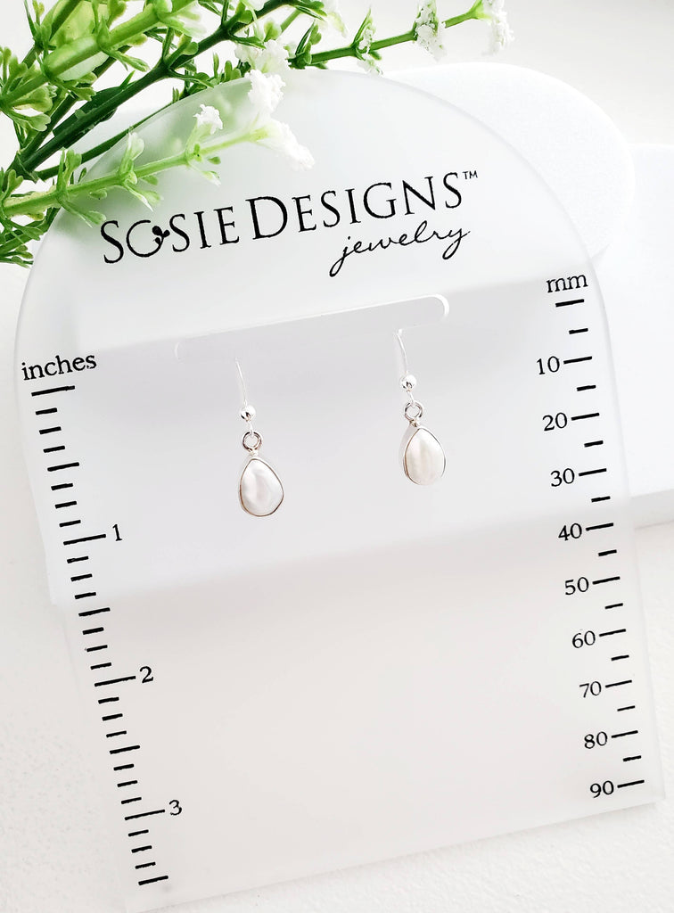 Sterling Silver Bezeled Teardrop Earring - Pearl