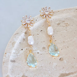 Aquamarine Pearl Earrings