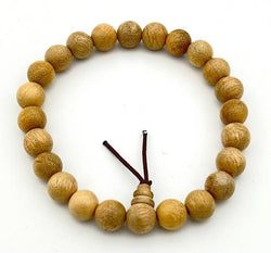 Large Size Camphor Wood Beaded Bracelet - Wrist Mala - 10mm