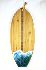 Ocean-Decorated Lil Surfboard Cutting Board: Aqua