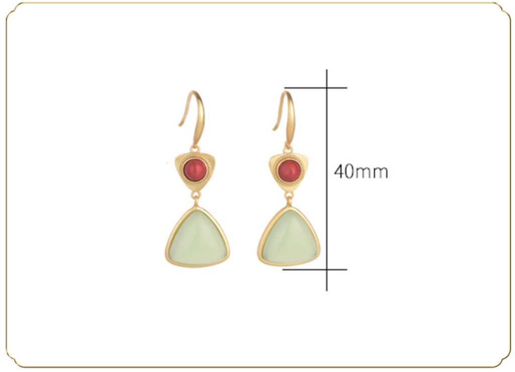 Triangle Shaped Jade Earrings