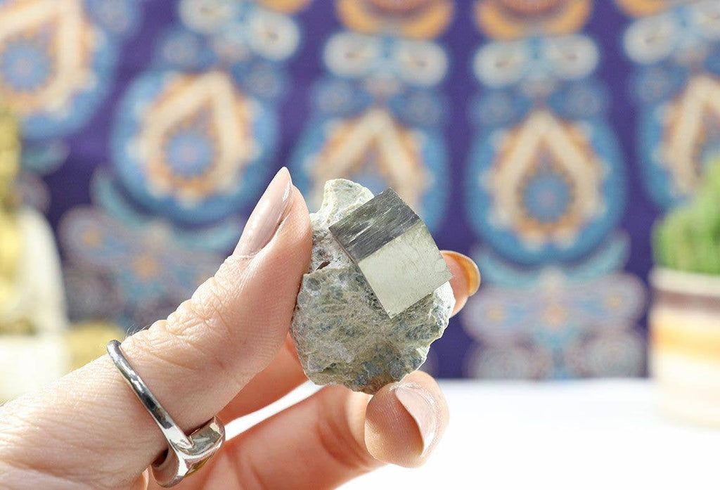 Pyrite Cube on Matrix | Natural Pyrite Crystal