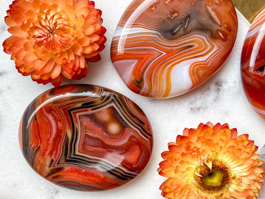 Unetched Banded Carnelian Worry Stone