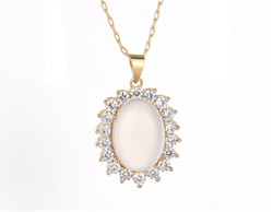 White Jade With Zircon Necklace
