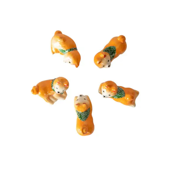 5pc Chopsticks and Shiba Inu Chopsticks Rest Gift Set