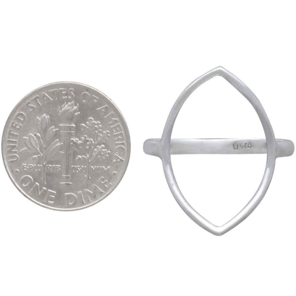 Sterling Silver large Marquis Wire Ring: 8