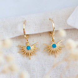 Turquoise Starburst Huggie Earrings  