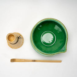 Matcha Set 20oz Porcelain Latte Bowl with Whisk and Scoop Green (1/16)