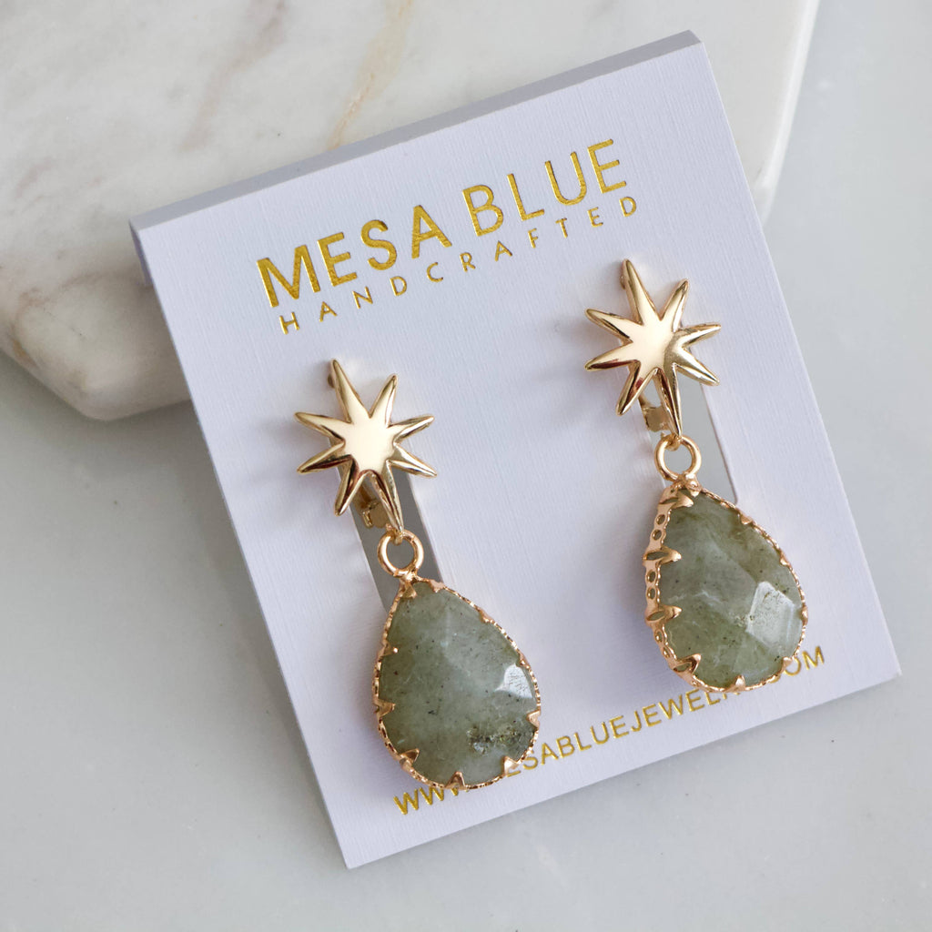 Labradorite Star Hoop Earrings