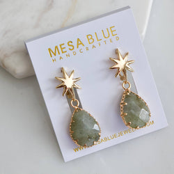 Labradorite Star Hoop Earrings