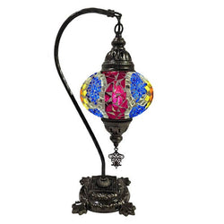 Hanging Mosaic Desk Lamp - Multi red blue and white
