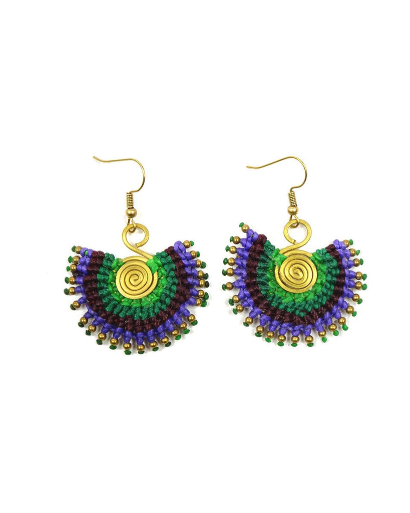 Macrame Sunbeam Earrings: Orange