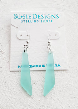 Cultured Sea Glass Paddle Earrings - Autumn Green