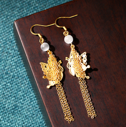 Golden Dancing Butterflies Earrings