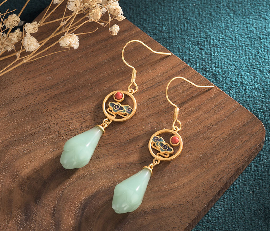 Chinese Style Enamel  Sunrise Earrings