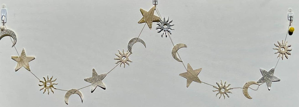 5ft  Paper Garlands, sun moon star metallic