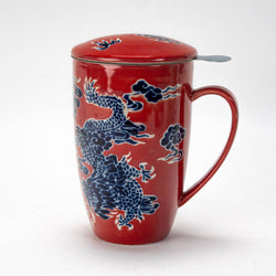 Oriental Dragon Design 15oz Tea Mugs with Lid and Infuser for Loose Leaf Tea (4/32)