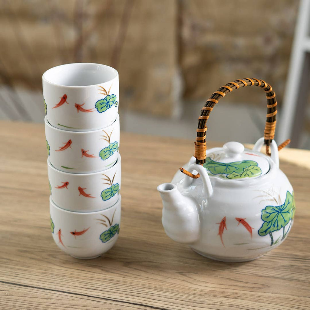 Koi Lotus Tea Set 22oz Tea Pot with 4 Cups (1/12)
