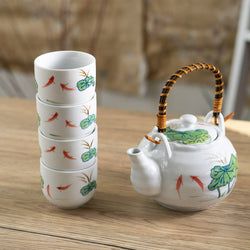 Koi Lotus Tea Set 22oz Tea Pot with 4 Cups (1/12)