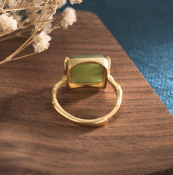 Golden Bambbo Over Jade Open Ring