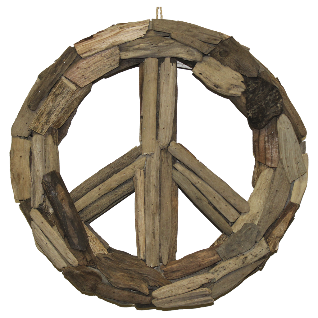Folk Craft Wood Cut Peace Sign Med - KGT64