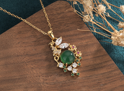 Crystal Flowers Jade Necklace
