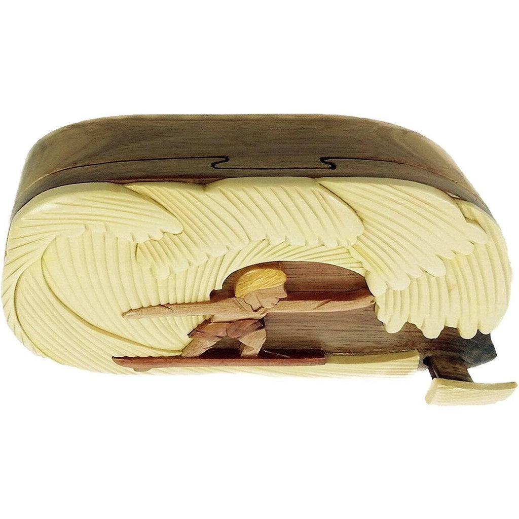Surfer Dude, Red Interior - Hand Carved Keepsake Gift Box