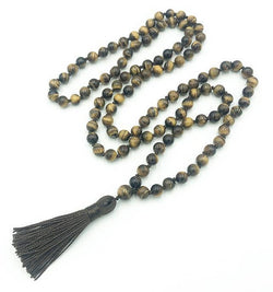 Tiger's Eye Knotted 108 Bead Mala - Prayer Beads - 8mm