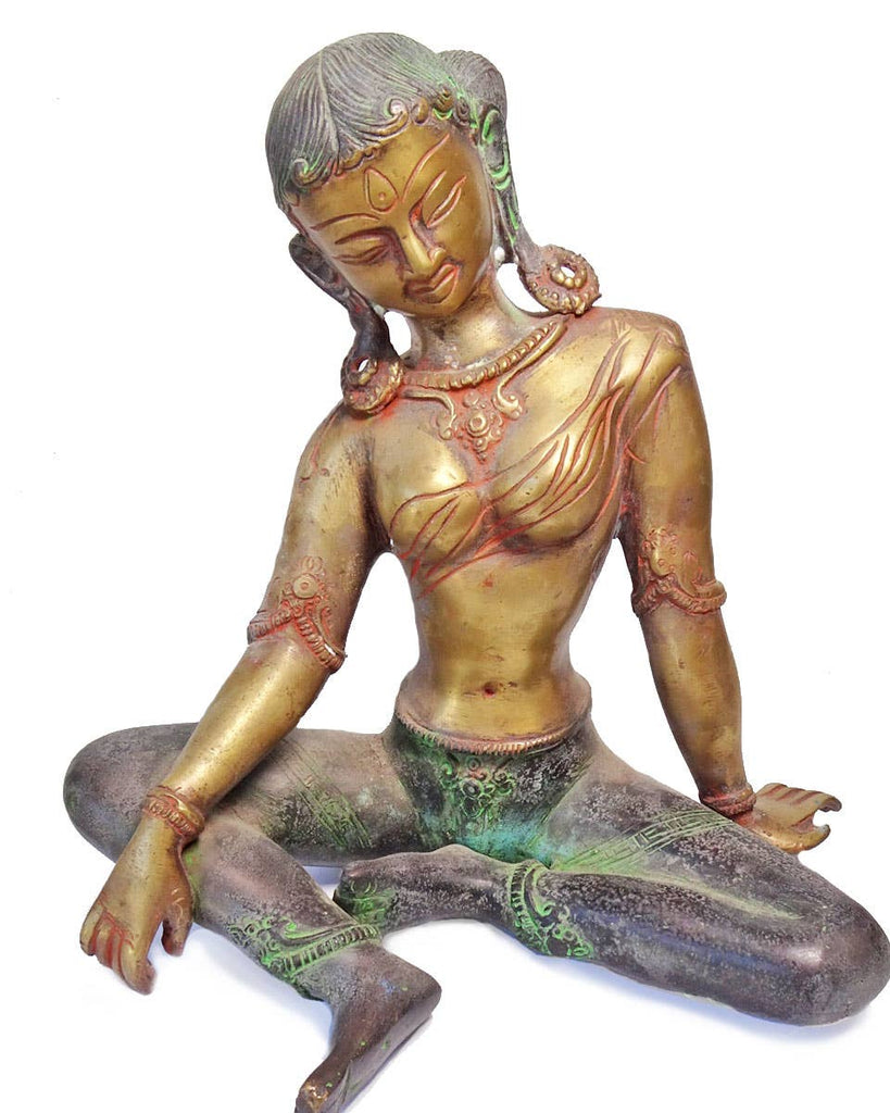 Vintage Brass Parvati Statue: Nude