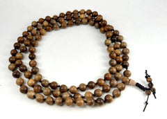 Gold Phoebe Wood Knotted 108 Bead Mala - Prayer Beads - 8mm