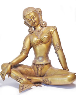 Vintage Brass Parvati Statue: Nude