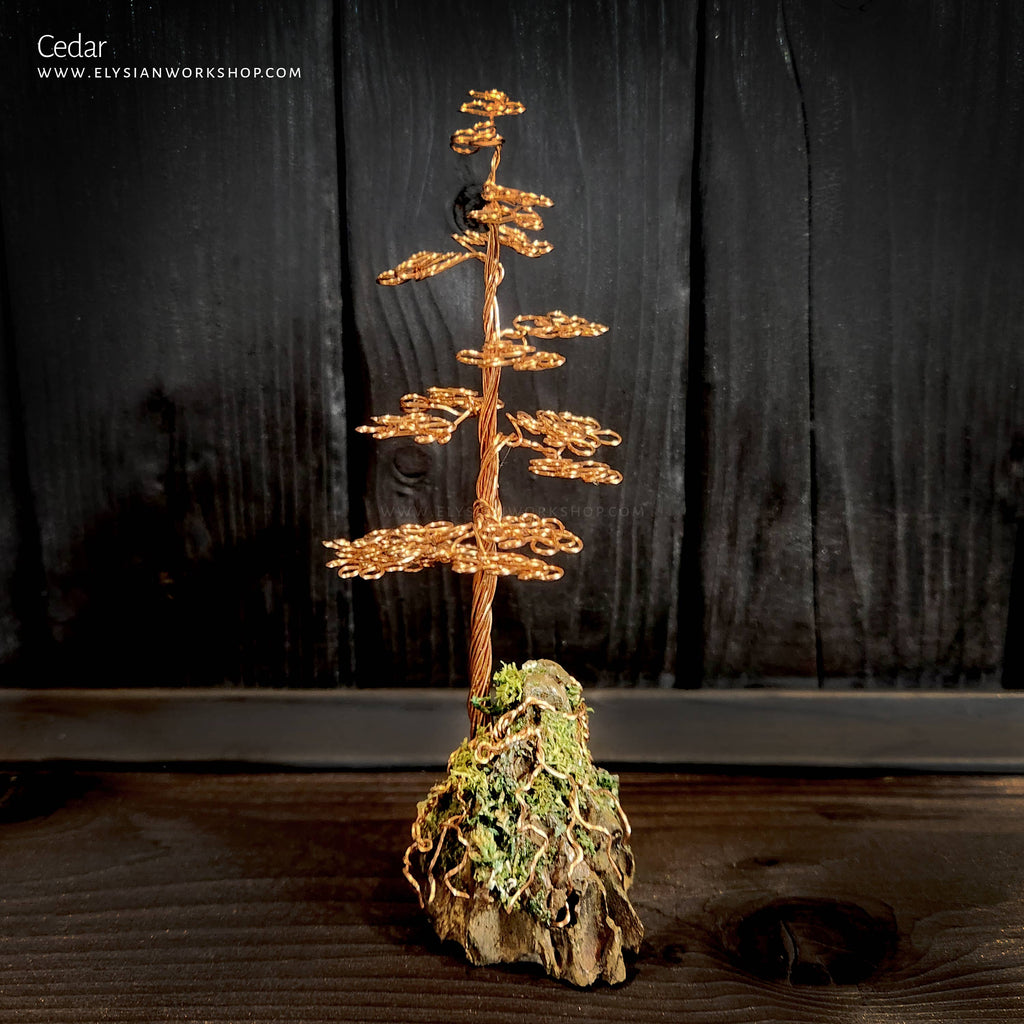 Cedar Tree Copper Wire Tree on Ohko Dragon Stone Sculpture