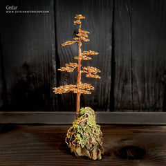 Cedar Tree Copper Wire Tree on Ohko Dragon Stone Sculpture