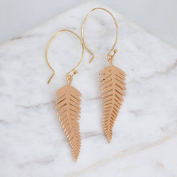 Gold Fern Leaf Hoop Earrings