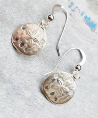 Silver Matte Sand Dollar Earrings
